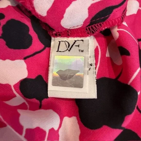 Diane Von Furstenberg Freya Silk Blend Shirt Dress Pink Black Floral Oversized 2 - Picture 9 of 16